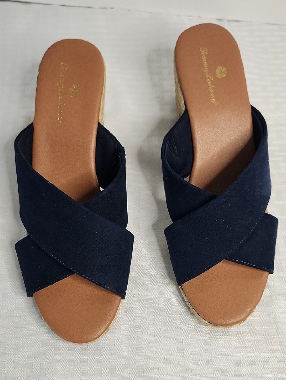Tommy Bahama Navy Espadrille Wedge Sandals size 9.5